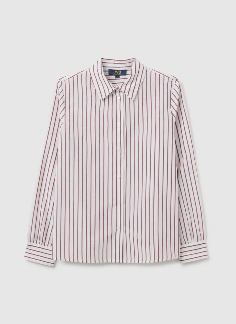او في اس MULTICOLOUR COTTON BLEND SLIM FIT SHIRT