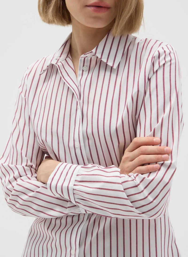 او في اس MULTICOLOUR COTTON BLEND SLIM FIT SHIRT