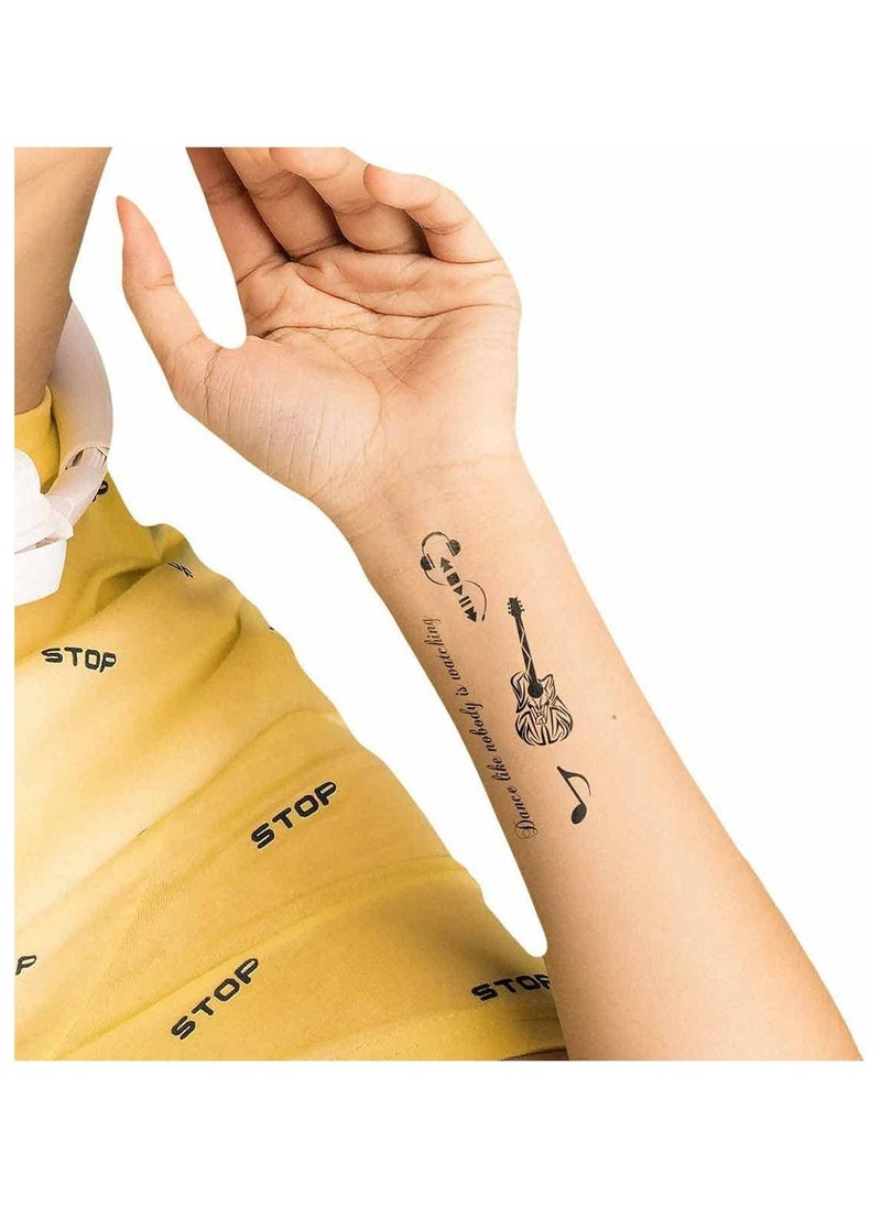 Le Inka Le Inka Temporary Tattoos Pack of 4 Water-Permeable Breathable Long Lasting Lasts 1-2 Weeks Premium Plant-Based Men & Women Music Collection  - Image 1