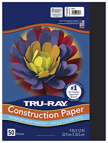 Pacon TruRay Heavyweight Construction Paper Black 9 x 12 50 Sheets Sulphite Construction Paper
