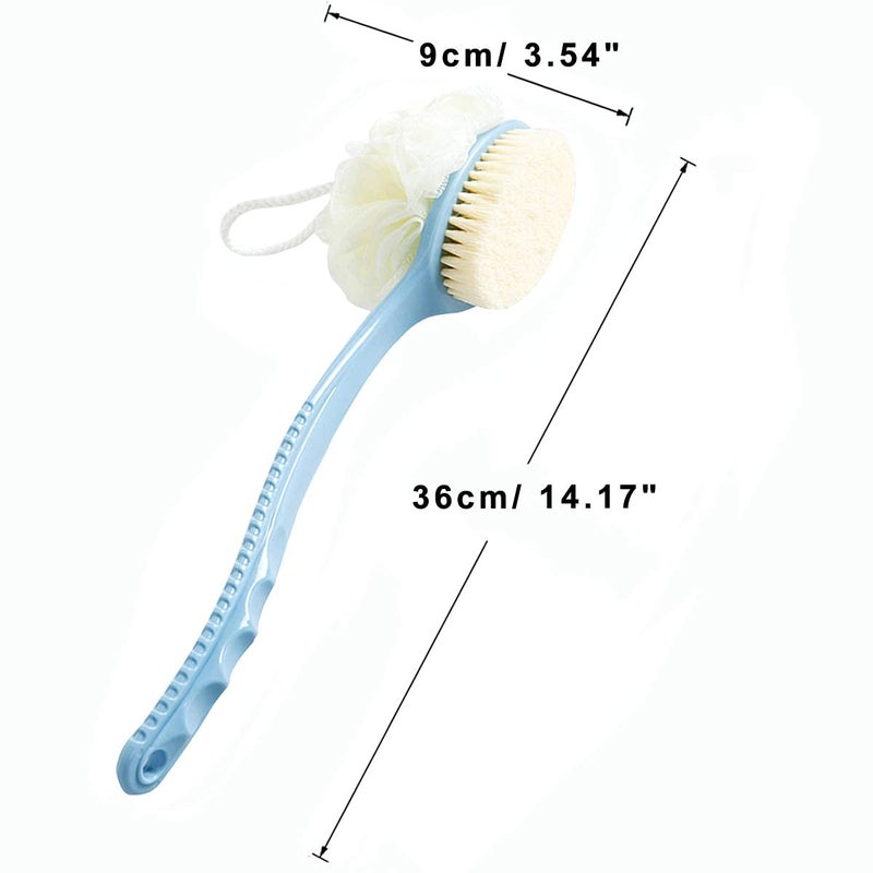Zerolex 2 in 1 Shower Sponge with Handle, Back Scrubber, Exfoliating Brush, Set of 2 - Image 4
