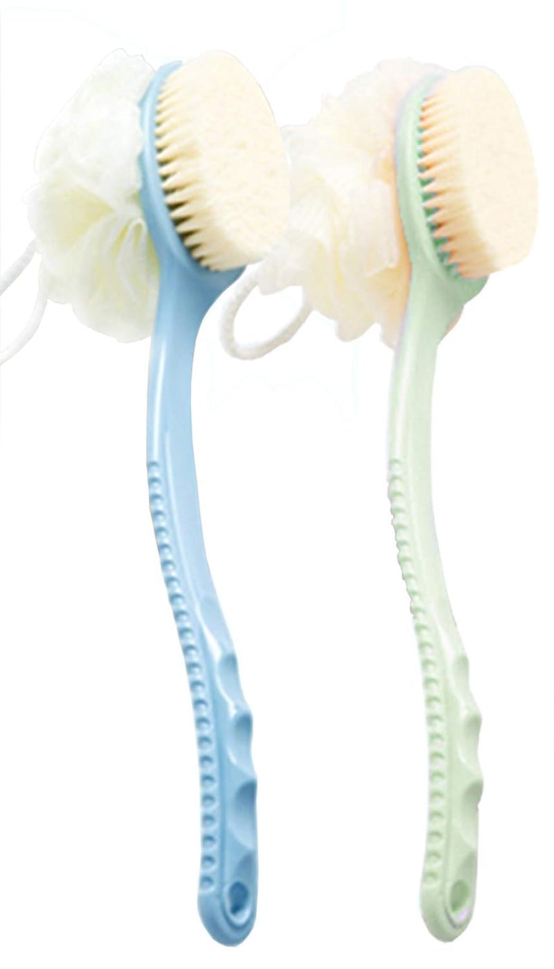 Zerolex 2 in 1 Shower Sponge with Handle, Back Scrubber, Exfoliating Brush, Set of 2 - Image 1