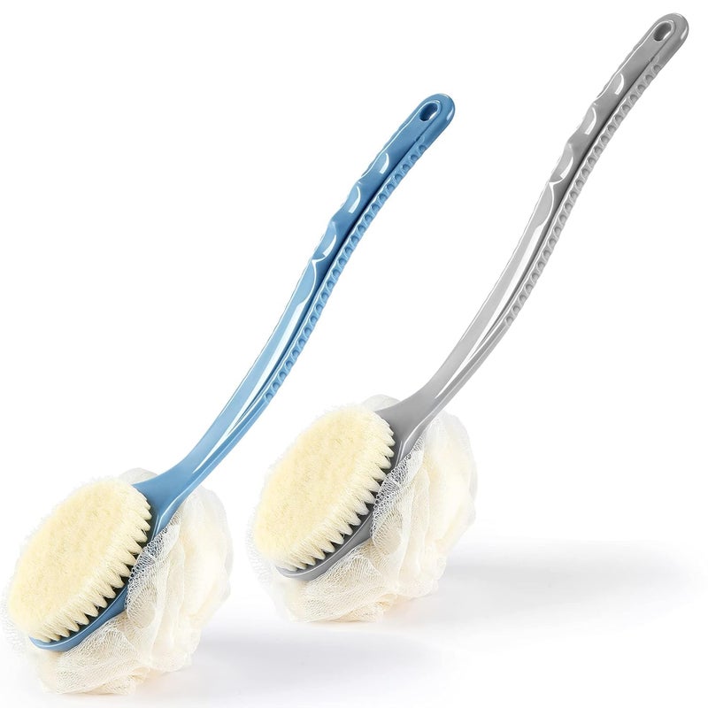 Zerolex 2 in 1 Shower Sponge with Handle, Back Scrubber, Exfoliating Brush, Set of 2 - Image 2
