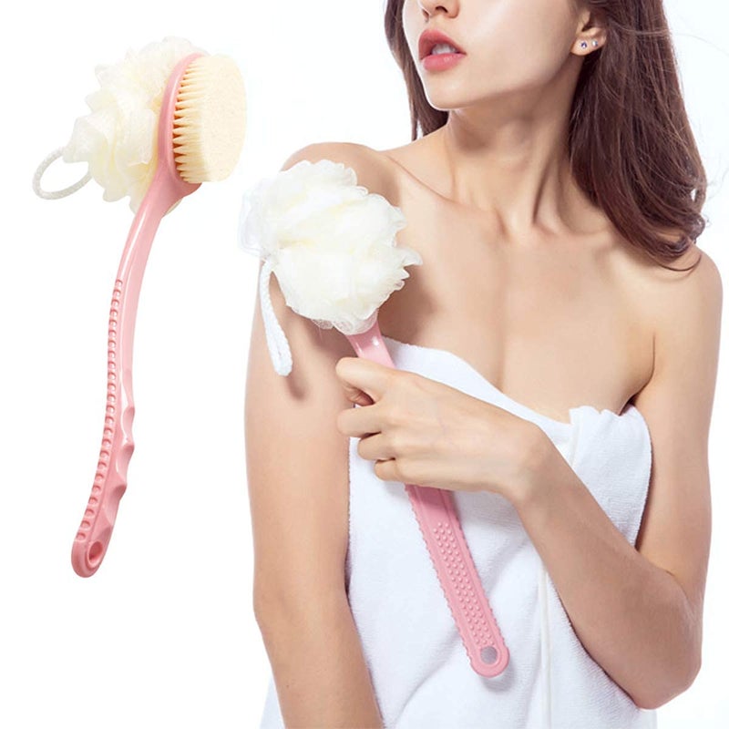 Zerolex 2 in 1 Shower Sponge with Handle, Back Scrubber, Exfoliating Brush, Set of 2 - Image 5