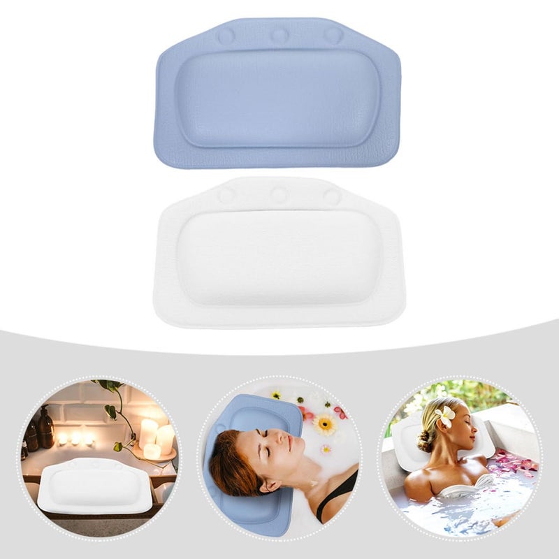 Bathtub Pillows with Suction Cups Blue and White Foam Headrest Cushion for Relaxing Bath - Image 5