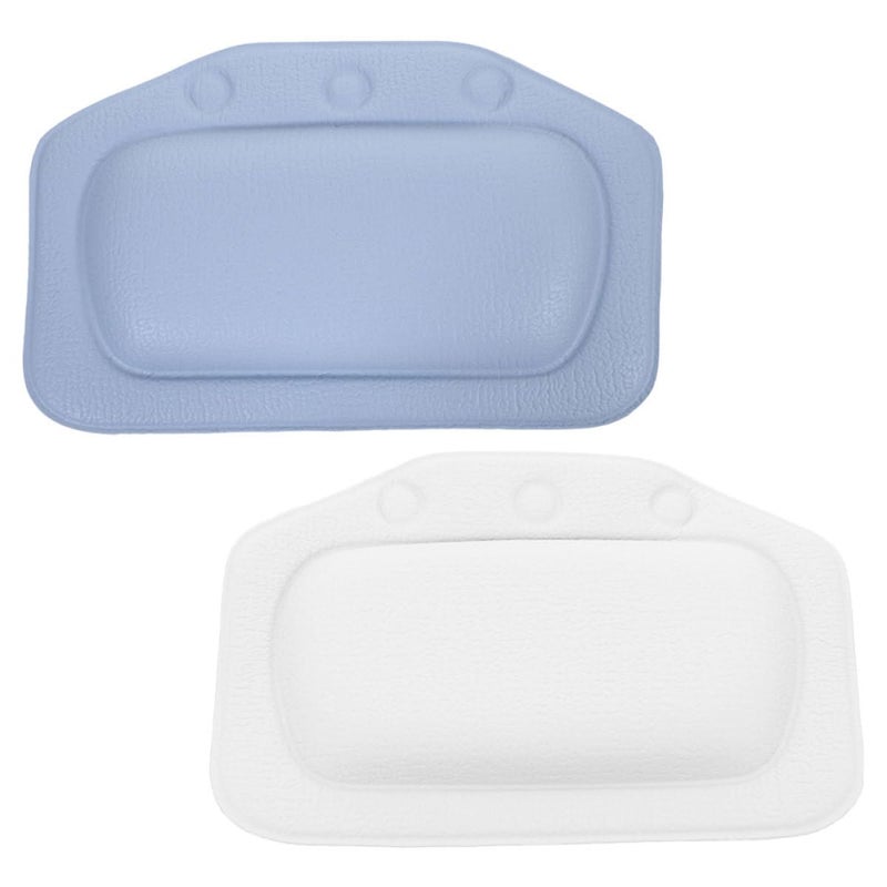 Bathtub Pillows with Suction Cups Blue and White Foam Headrest Cushion for Relaxing Bath - Image 2