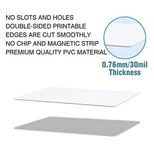 CAETOUNG 100 Pack Premium Blank PVC Cards, CAETOUNG CR80 30 Mil Graphic Quality White Plastic Cards for Photo ID Badge Printers - Image 2