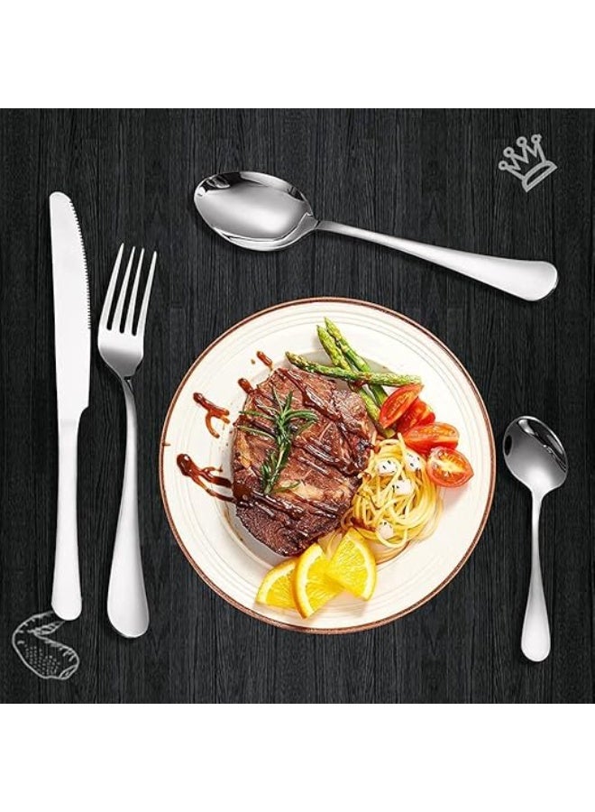SheenX 24-Piece Stainless Steel Cutlery Set with Holder Stand – Durable Flatware Set Including Steak Knives, Forks & Spoons, Mirror Finish Silver - Image 4
