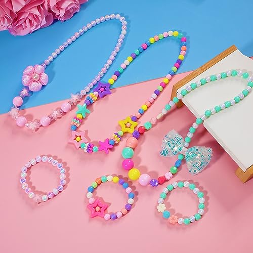 PinkSheep Kids Classic Jewelry, 6 Sets of Beaded Necklaces and Bracelets for Girls, Favors Bags for Girls Jewelry (Classic) - Image 4