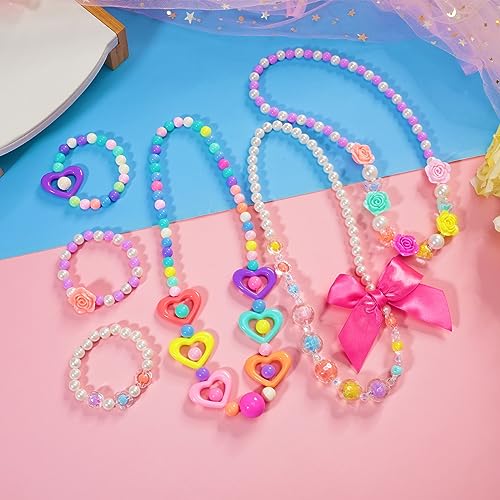 PinkSheep Kids Classic Jewelry, 6 Sets of Beaded Necklaces and Bracelets for Girls, Favors Bags for Girls Jewelry (Classic) - Image 3