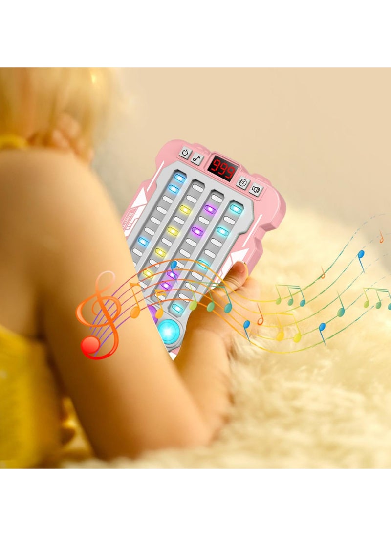 Colorful Rhythm Game Machine, Musical Button Table Game, Portable Music Push Games, Interactive Lighting Quick Push Machine Adjustable Modes Lighting Games for Kids Boys and Girls(Pink)  - Image 3