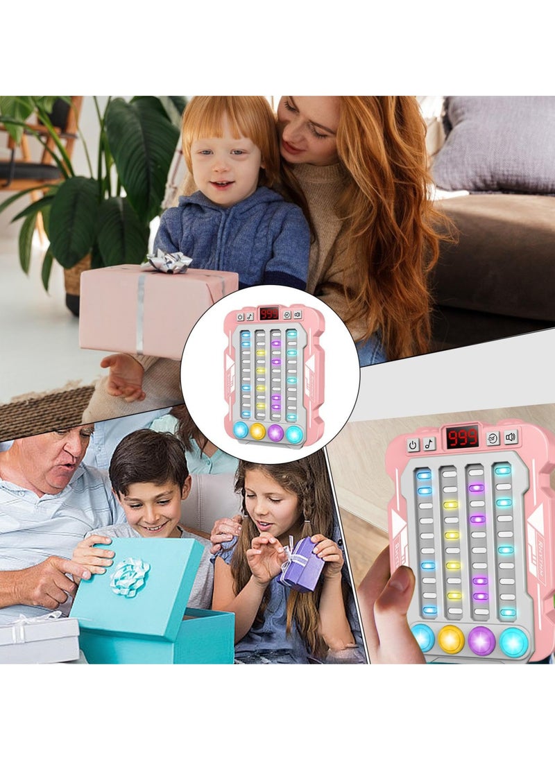 Colorful Rhythm Game Machine, Musical Button Table Game, Portable Music Push Games, Interactive Lighting Quick Push Machine Adjustable Modes Lighting Games for Kids Boys and Girls(Pink)  - Image 4
