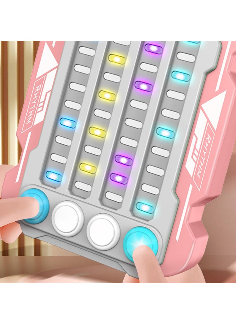 Colorful Rhythm Game Machine, Musical Button Table Game, Portable Music Push Games, Interactive Lighting Quick Push Machine Adjustable Modes Lighting Games for Kids Boys and Girls(Pink)  - Image 5