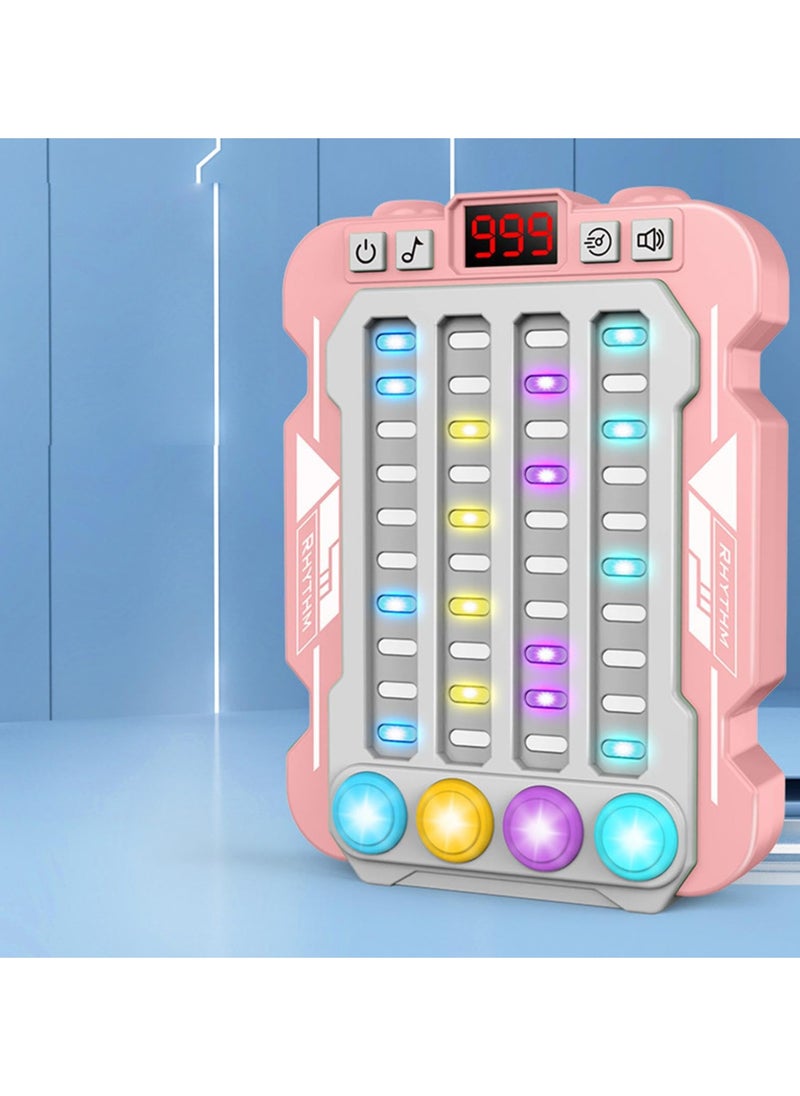 Colorful Rhythm Game Machine, Musical Button Table Game, Portable Music Push Games, Interactive Lighting Quick Push Machine Adjustable Modes Lighting Games for Kids Boys and Girls(Pink)