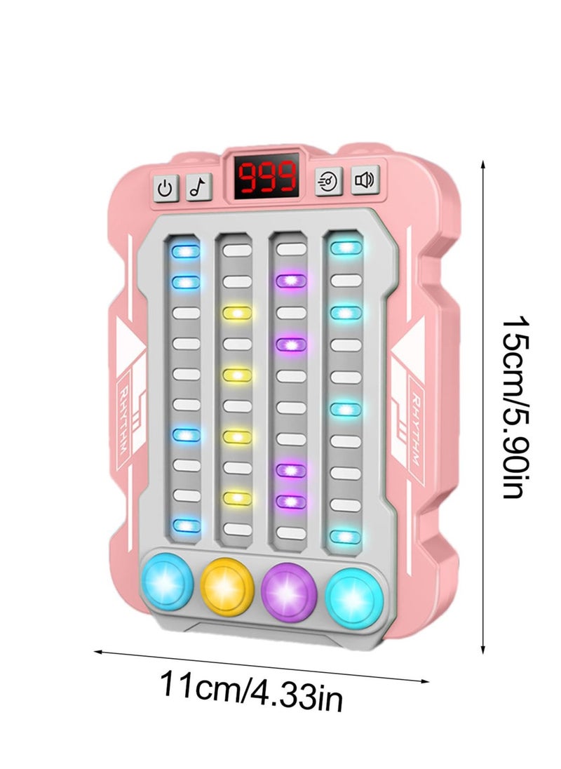 Colorful Rhythm Game Machine, Musical Button Table Game, Portable Music Push Games, Interactive Lighting Quick Push Machine Adjustable Modes Lighting Games for Kids Boys and Girls(Pink)
