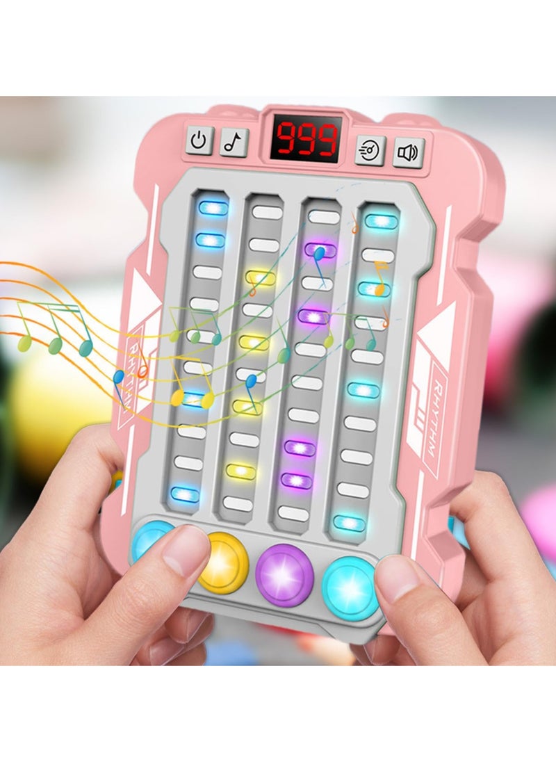 Colorful Rhythm Game Machine, Musical Button Table Game, Portable Music Push Games, Interactive Lighting Quick Push Machine Adjustable Modes Lighting Games for Kids Boys and Girls(Pink)  - Image 1