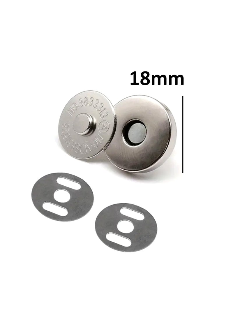 25pcs 18mm Metal Thin Magnetic Snap Buttons For Sewing Wallets Handbags Craft Wallet Accessories Material Buttons (Silver)  - Image 1
