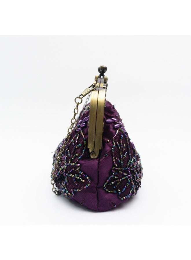 Women's Handbag Vintage Beaded Bag Women's Handbag With Flower Decorated Women's Clutch Evening Bag Shoulder Bag with Removable Chain Perfect for Weddings, Ramadan, Birthdays,Prom Party - Image 3