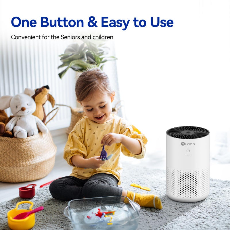 Aucleia Air Purifiers for Bedroom Home with H13 True HEPA Filter, 20dB Quiet Air Cleaner for Pets Hair Dander Odor, Smoke Dust Pollen, Aromatherapy Function, White - Image 5
