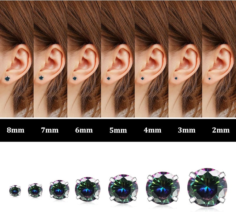 Fansilver 20G Hypoallergenic Flat Back Earrings for Women Men Silver 14K Gold Stainless Steel Stud Earrings Brithstone Cubic Zirconia Studs Surgical Steel Cartilage Earrings for Sensitive Ears - Image 2