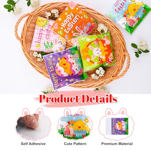 Nelisylux Easter Treat Bags, 100 PCS Self Sealing Clear Easter Goodie Bags, Plastic Easter Cellophane Candy Cookie Snack Goody Gift Bags for Easter Spring Holiday Party Favors Supplies Gift Giving Decorations - Image 4