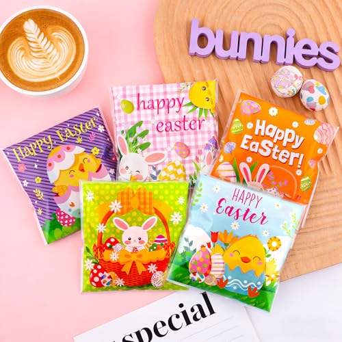 Nelisylux Easter Treat Bags, 100 PCS Self Sealing Clear Easter Goodie Bags, Plastic Easter Cellophane Candy Cookie Snack Goody Gift Bags for Easter Spring Holiday Party Favors Supplies Gift Giving Decorations - Image 2