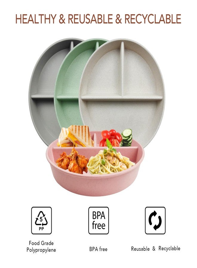 greenandlife أطباق جرين آند لايف المقسمة، 4 قطع، مقاس 9 بوصات، مع أغطية، أطباق للتحكم في كمية الطعام للأطفال والكبار، أطباق مقسمة آمنة للاستخدام في غسالة الصحون والميكروويف، مجموعة أطباق من قش القمح خفيفة الوزن وغير قابلة للكسر وقابلة لإعادة الاستخدام، INS - Image 4