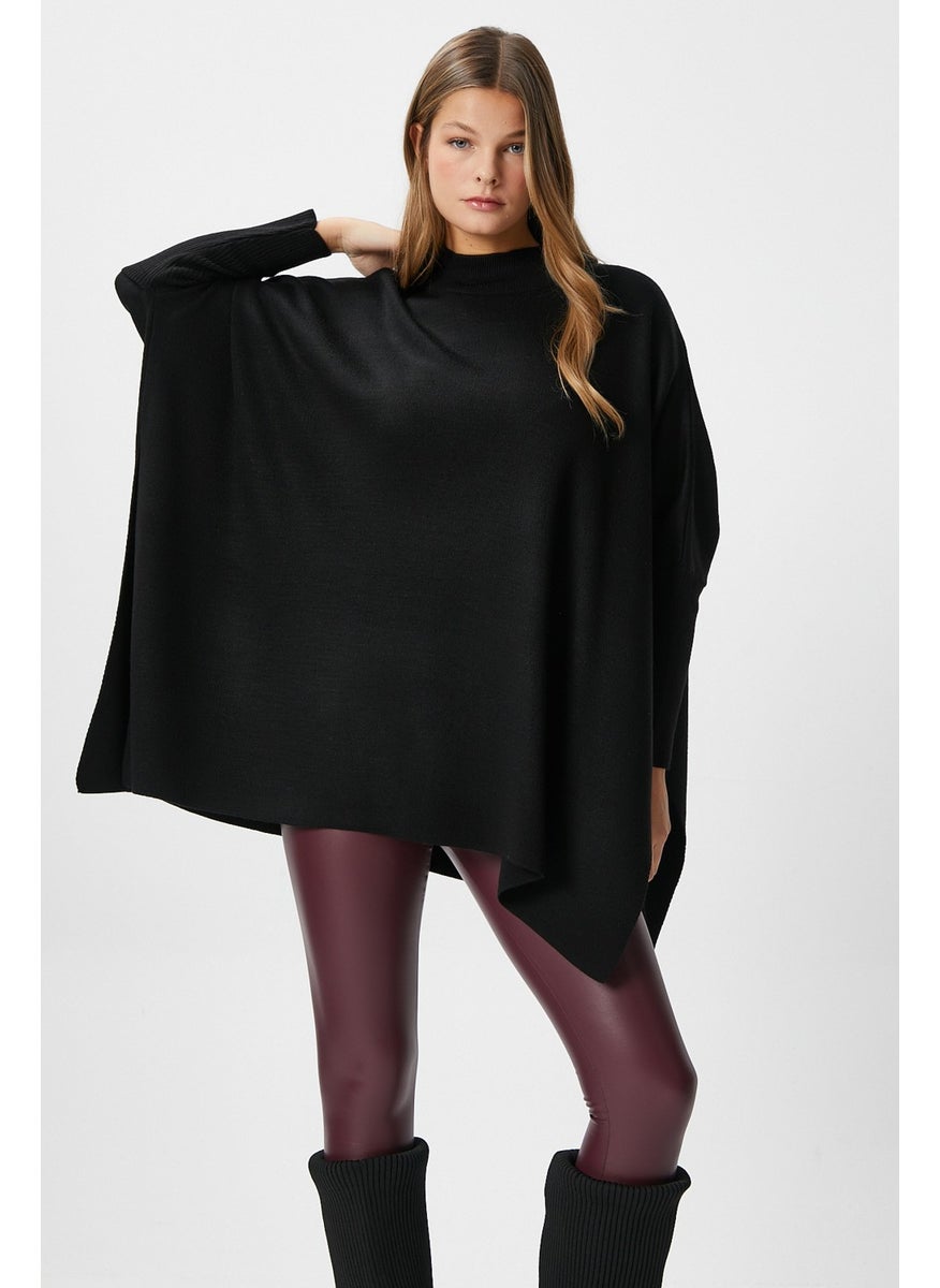 Ritnice - Women's Zenta Oversize Side Slit Black Knit Sweater - Image 1