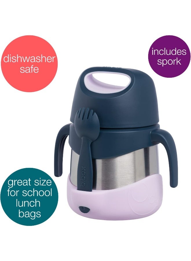 b.box Insulated Food Jar with Double Wall Stainless Steel and Spoon, Kids Lunch Box for Hot and Cold Food, with Removable Arms and Bumper (Blue Slate) - Image 4
