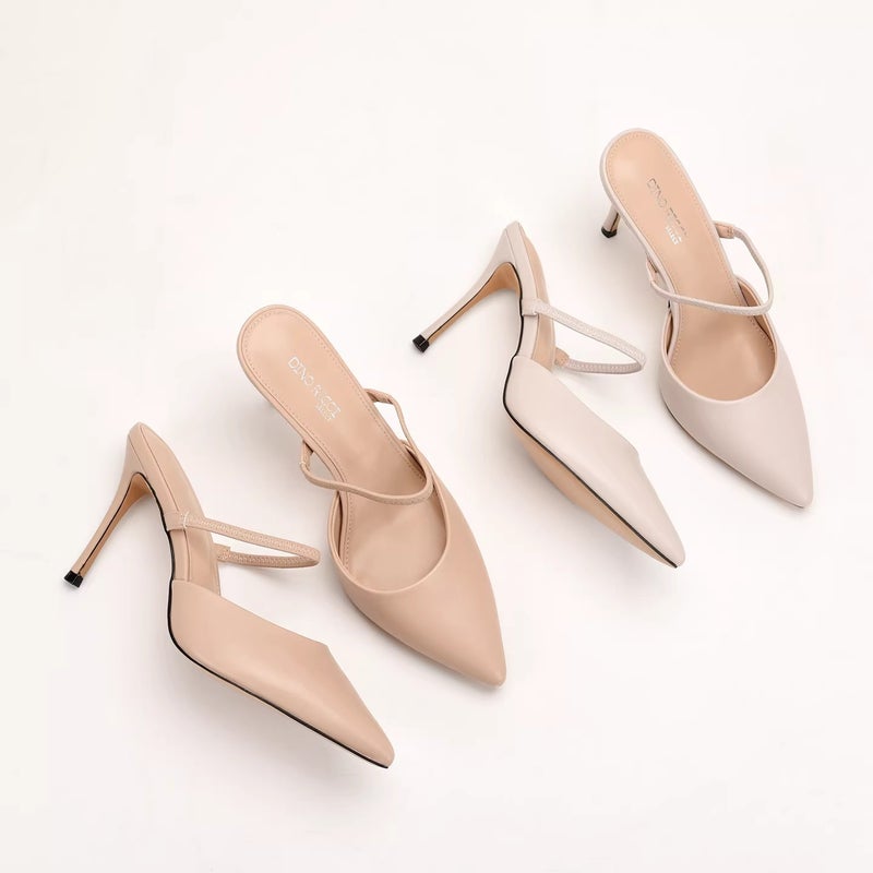 Women's Pointed Toe Stiletto Heeled Sandals with Elastic Band - Image 1