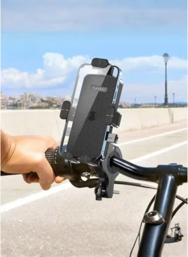 Earldom Universal Motorcycle Bicycle Phone Holder, 360° Rotation Handlebar Mount, Adjustable Secure Grip, Black - Image 5