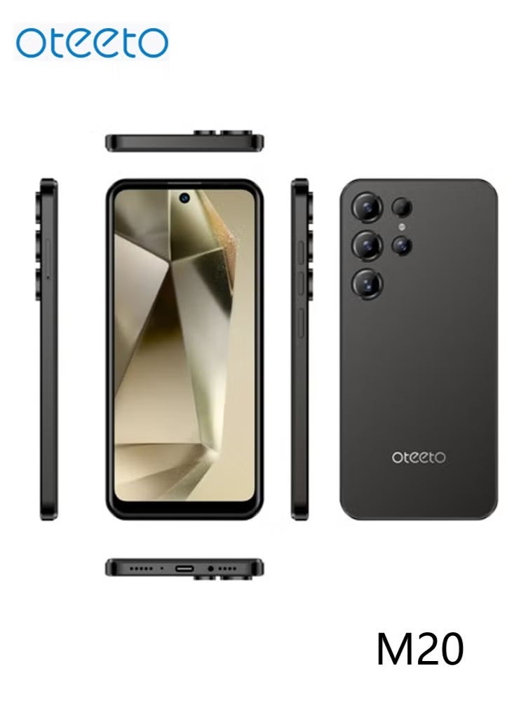 Oteeto Oteeto M20 Smart Android Smartphone With 6.56-Inch HD+ Incell Display, 4GB RAM, 128GB ROM Expandable Up to 256GB, 5000mAh Battery, Dual SIM, Face Unlock, Fingerprint Sensor, Lightweight & Stylish Android Mobile Phone for Everyday Use – Black  - Image 2