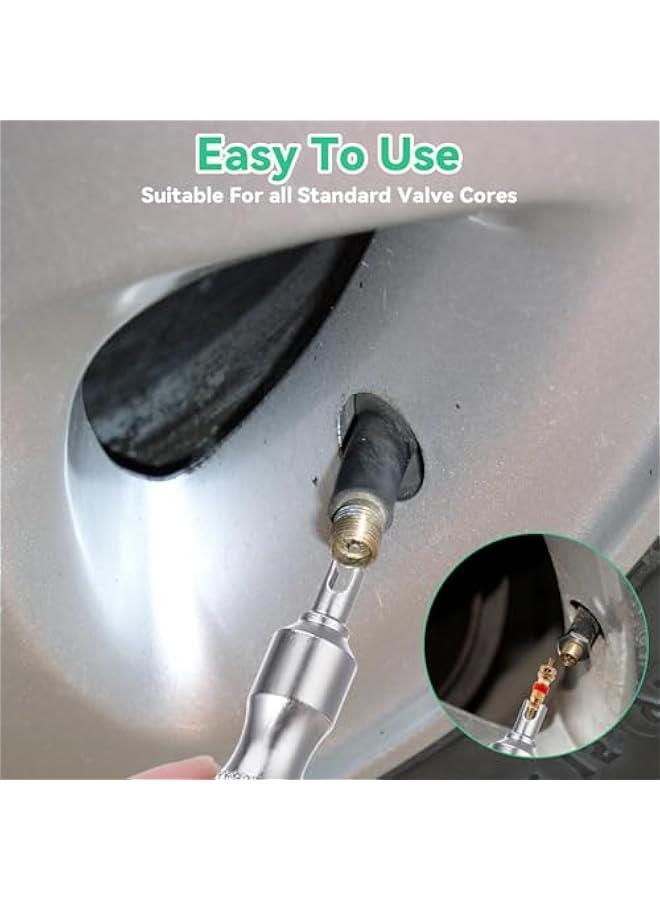 Loquat 2PCS Valve Core Removal Tools, Portable Valve Stem Tool Stainless Steel Tire Valve Core Disassembly and Repair Tool with 2pcs Keyring for Bicycle Car Motorcycle Repair Install Accessory - Image 2