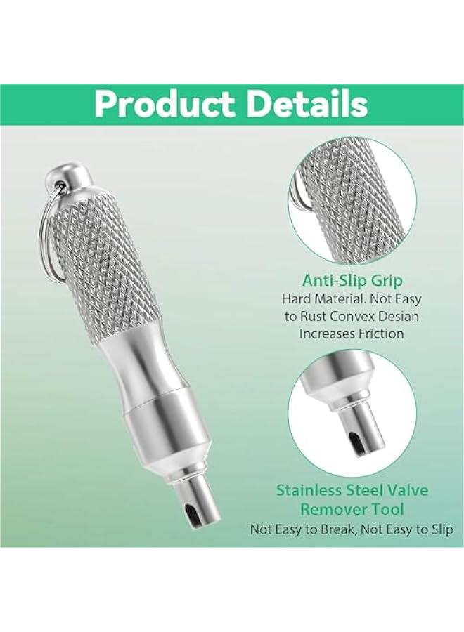 Loquat 2PCS Valve Core Removal Tools, Portable Valve Stem Tool Stainless Steel Tire Valve Core Disassembly and Repair Tool with 2pcs Keyring for Bicycle Car Motorcycle Repair Install Accessory - Image 5
