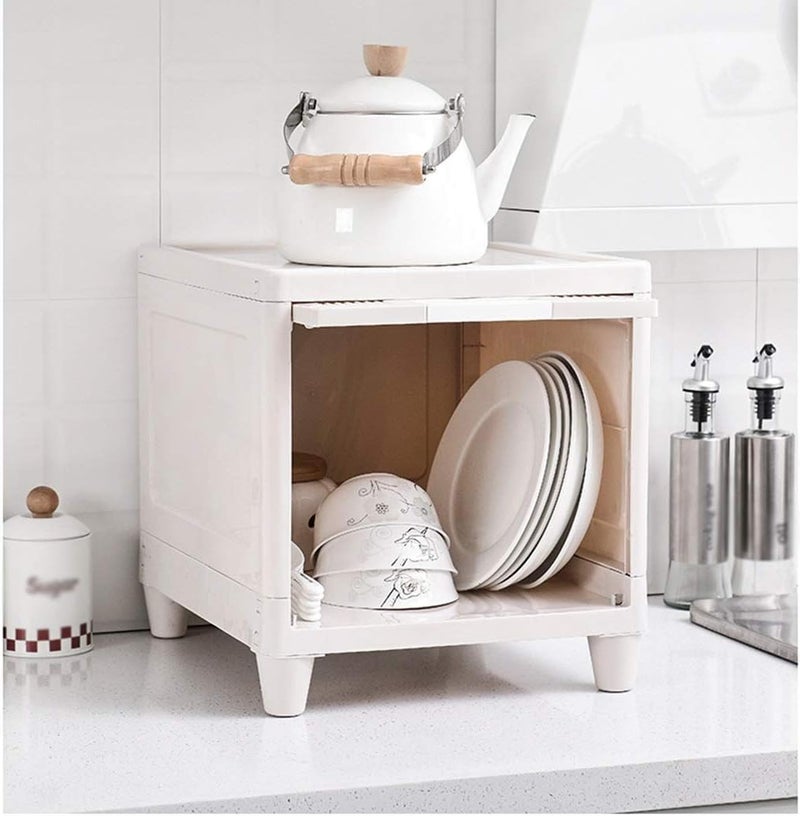 Lamok Multipurpose Stackable Cupboard Drawer for Clothes, Kitchen Item Storage; Wardrobe Cabinet Organizer for Home, Office (White, 1 Tier) - Image 1