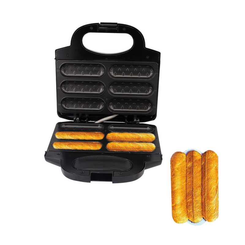 Hot Dog Maker 850W 220-240V Stainless Steel 6 Capacity Silver Non-Stick Coating - One Button Operation Electric Food Maker for Home Kitchen Countertop Use - Image 2