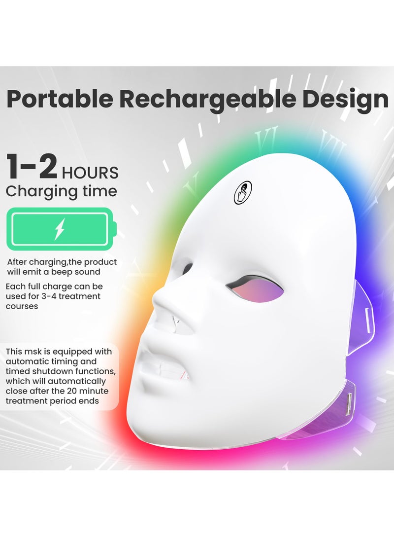 العلاج بالضوء الأزرق لعلاج حب الشباب قناع الوجه LED ذو 7 ألوان العلاج بالضوء قناع العلاج بالضوء الأزرق والأحمر لعلاج التجاعيد وحب الشباب قناع العناية بالبشرة بالفوتونات قناع - Image 3
