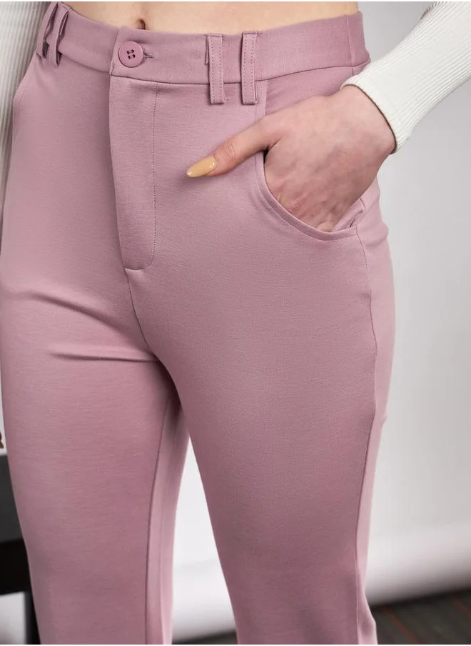SASSAFRAS Solid Knit Bell Bottom Pants by Styli