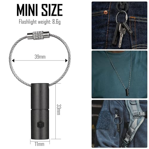 KeyUnity KF00 Titanium Mini Keychain LED Flashlight, 15 Lumens Waterproof Electric Torch Light Handheld Size Single Mode for Camping, Hiking, Climbing, Fishing, Backpacking (Black) - Image 5