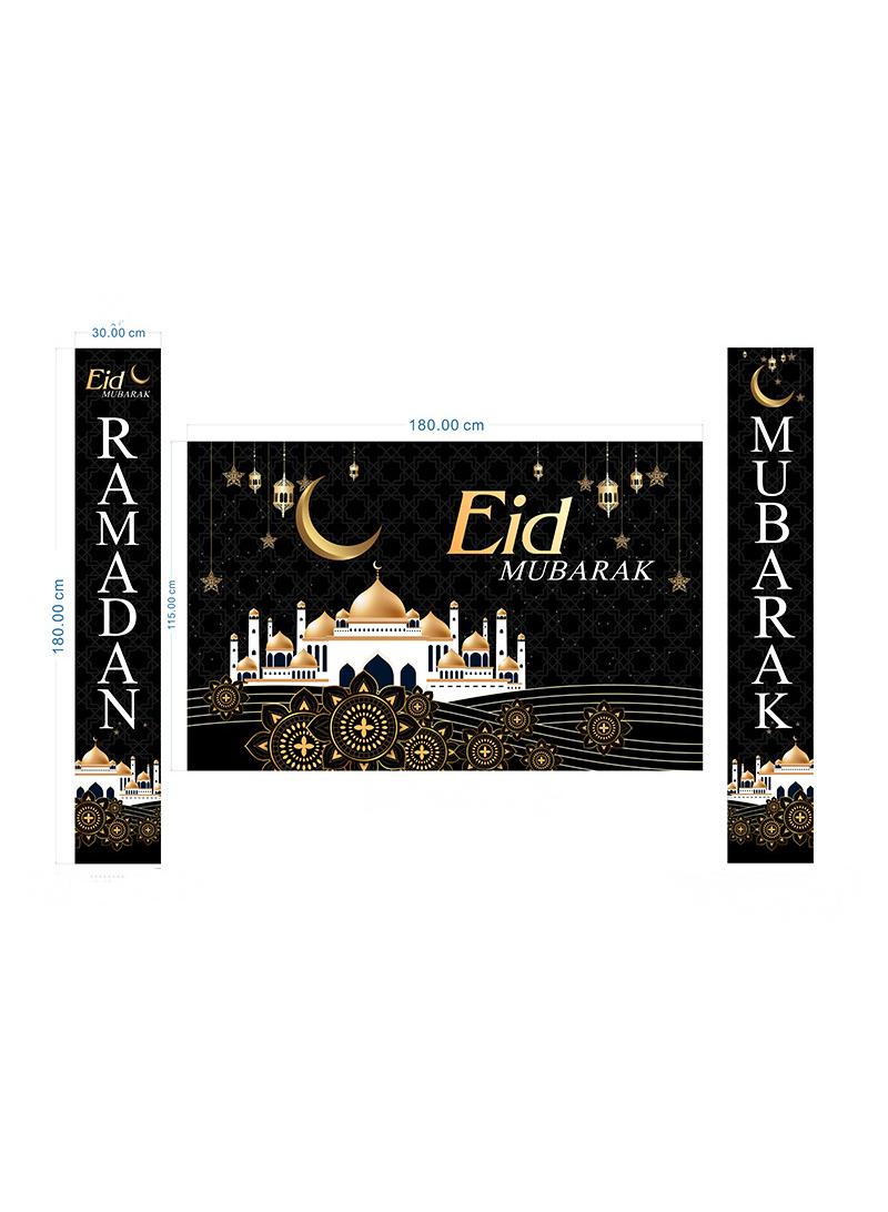 general Ramadan Mubarak Couplet Themed Festival Party Porch Curtain Flag Hanging Home Decor Door Curtain And Backdrop - Image 1