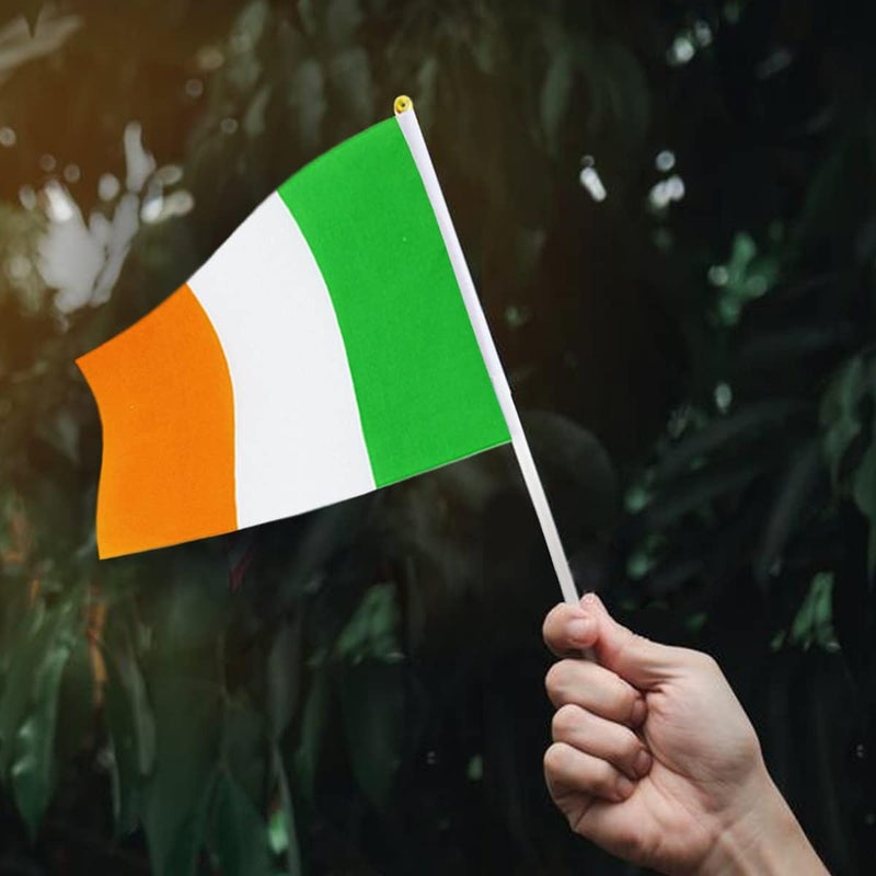 mflagperft Ireland Flag Irish Flag, Small Mini Handheld Ireland Flags on Stick, Ideal for Party Parades Sports Events Patriotic Festival Decorations - Image 5