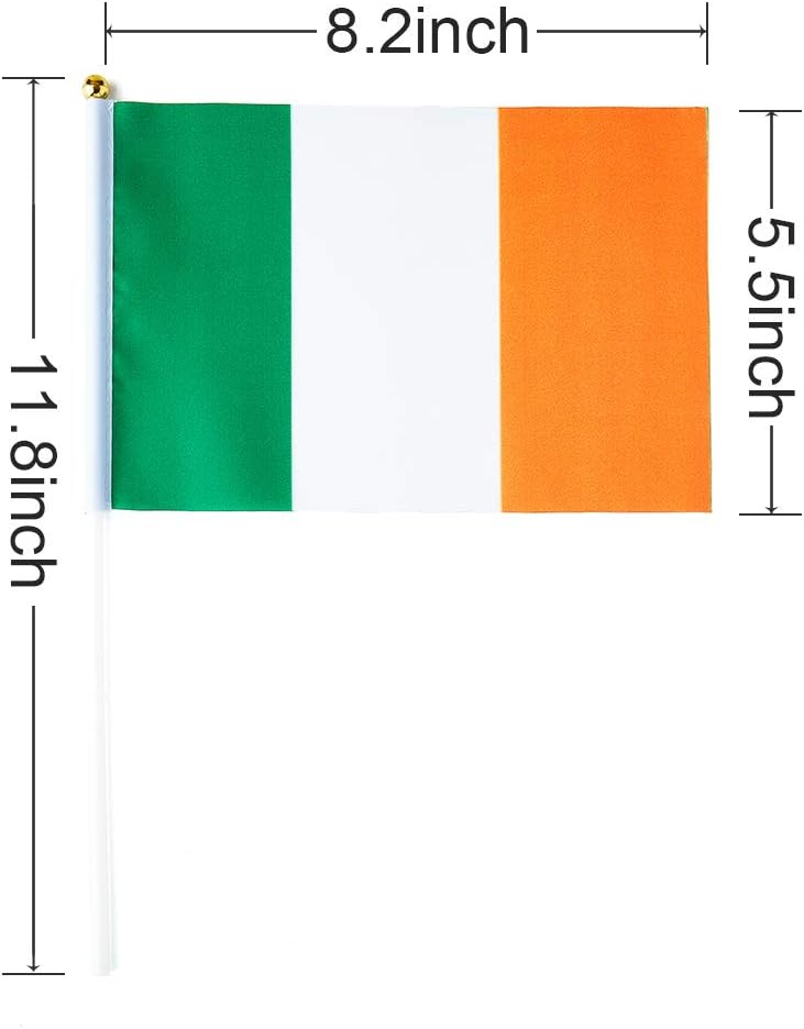 mflagperft Ireland Flag Irish Flag, Small Mini Handheld Ireland Flags on Stick, Ideal for Party Parades Sports Events Patriotic Festival Decorations - Image 2