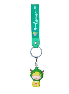 Green teddy bear silicone keychain