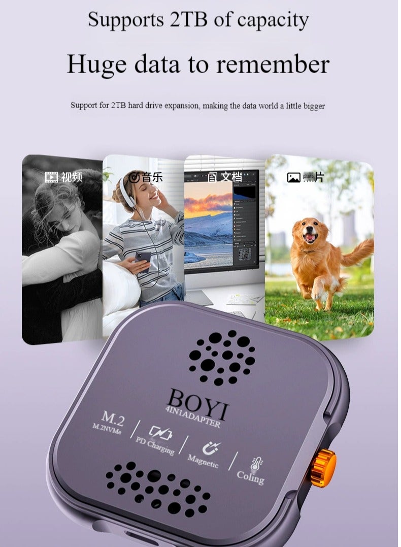 Magnetic M.2 mobile hard disk PD100W fast charging 10Gbps transmission 2TB external expansion hard disk enclosure - Image 3