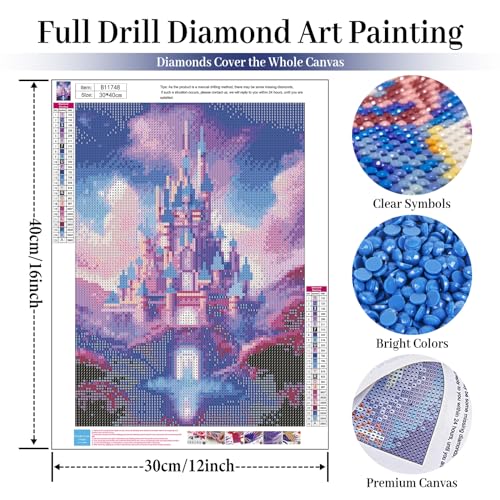 Fountor Diamond Art Kits for Adults Beginners DIY Castle Diamond Painting Kits Cartoon for Adults Cartoon Castle Gem Art Kits for Gift Home Wall Decor 12x16 inch - Image 3
