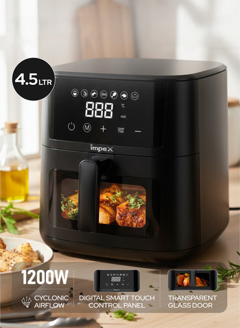 Impex Digital Air Fryer With Adjustable Temperature Control 4.5 L 1200 W AF 4307 Black - Image 1