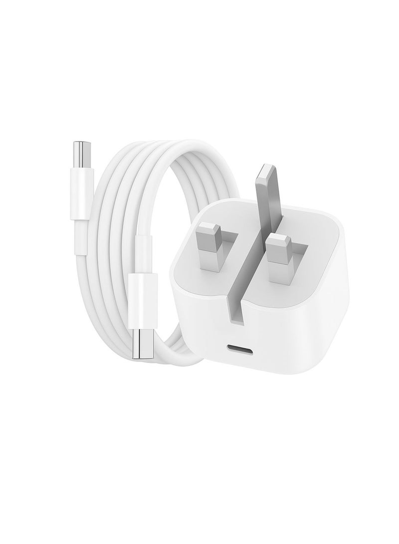 Univer Tang 35W Fast USB-C Charger with 1M Type-C to C Cable for iPhone 17 Pro Max / iPhone 16 & 15 Series, Samsung S24, iPad & All USB-C Devices – PD Fast Charging Wall Adapter with Safety Protection (White) - Image 3