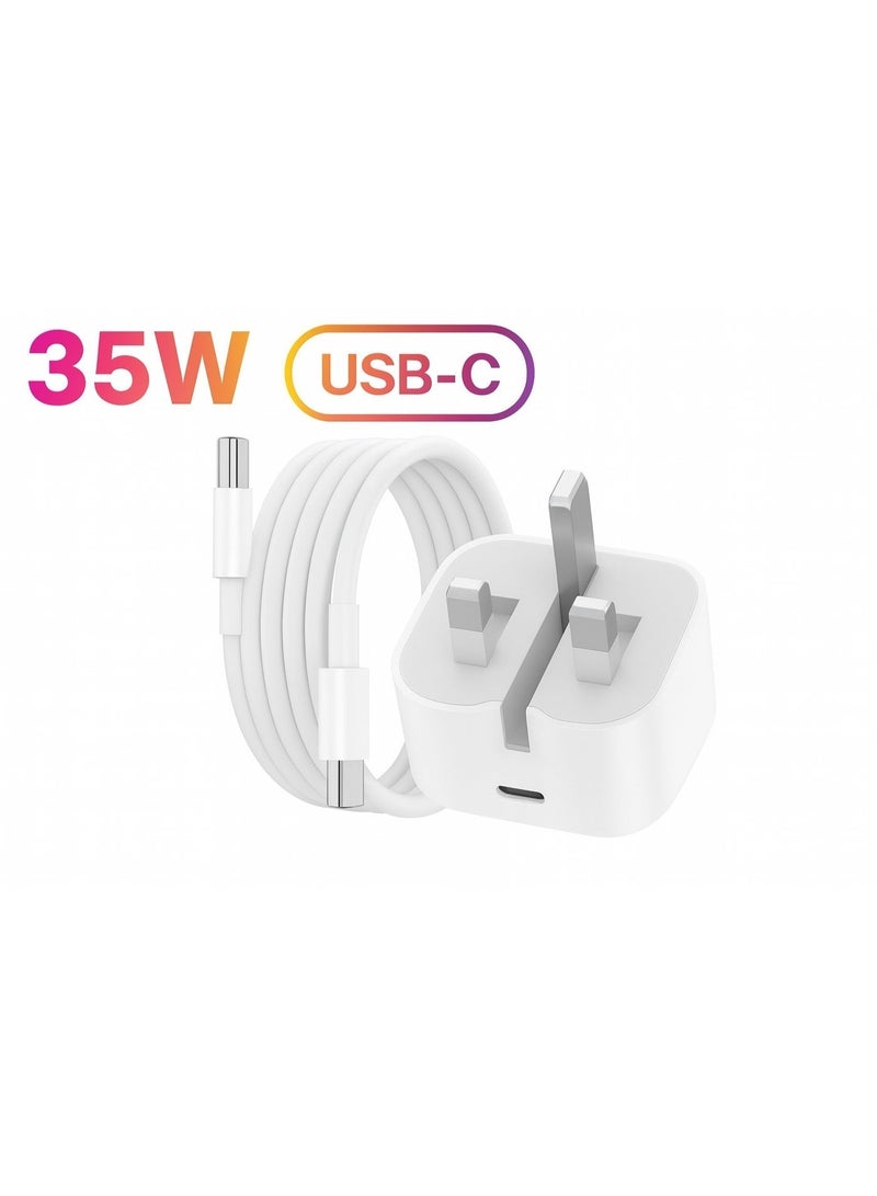 Univer Tang 35W Fast USB-C Charger with 1M Type-C to C Cable for iPhone 17 Pro Max / iPhone 16 & 15 Series, Samsung S24, iPad & All USB-C Devices – PD Fast Charging Wall Adapter with Safety Protection (White) - Image 2