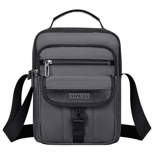 WITZMAN Crossbody Bags for Men Travel Shoulder Bag Lightweight Man Purse Small Casual Messenger Bag for Work Traveling（B699 Silvery Grey） - Image 1