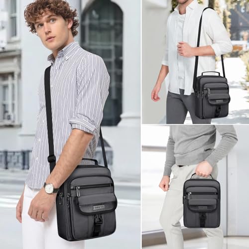 WITZMAN Crossbody Bags for Men Travel Shoulder Bag Lightweight Man Purse Small Casual Messenger Bag for Work Traveling（B699 Silvery Grey） - Image 2